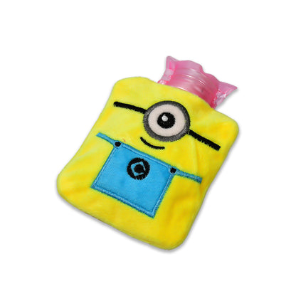 Wukusy Minions small hot water bag with cover for pain relief, neck, shoulder, hand, feet warmth, and menstrual cramps.