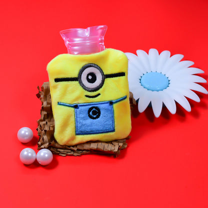 Wukusy Minions small hot water bag with cover for pain relief, neck, shoulder, hand, feet warmth, and menstrual cramps.