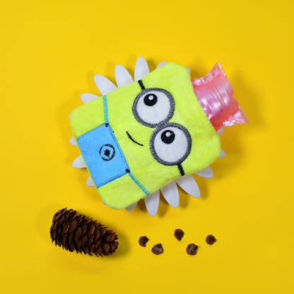 Wukusy 6507 2-eye Minions small hot water bag with cover, used for pain relief, neck, shoulder, hand, feet warmth, menstrual cramps
