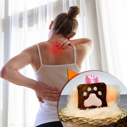 Wukusy Paw Print Small Hot Water Bag with cover for pain relief, neck, shoulder, hand, foot warmers, and menstrual cramps.