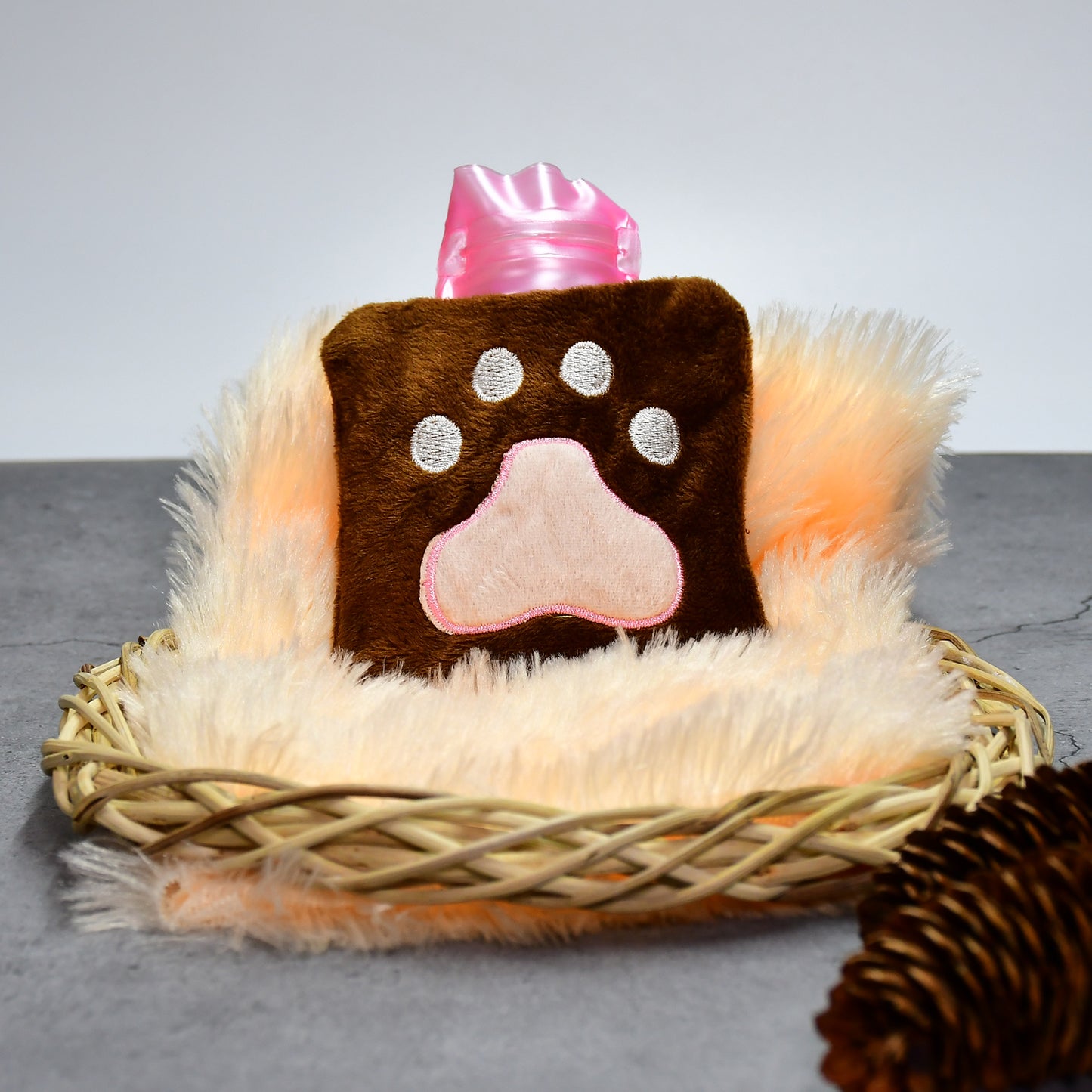 Wukusy Paw Print Small Hot Water Bag with cover for pain relief, neck shoulder, hand, feet warmer, and menstrual cramps.