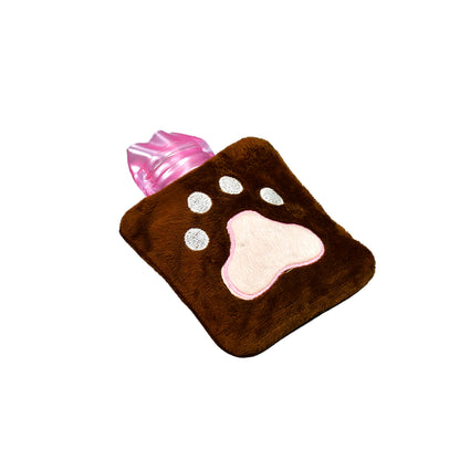Wukusy Paw Print Small Hot Water Bag with cover for pain relief, neck and shoulder comfort, and warming hands and feet.