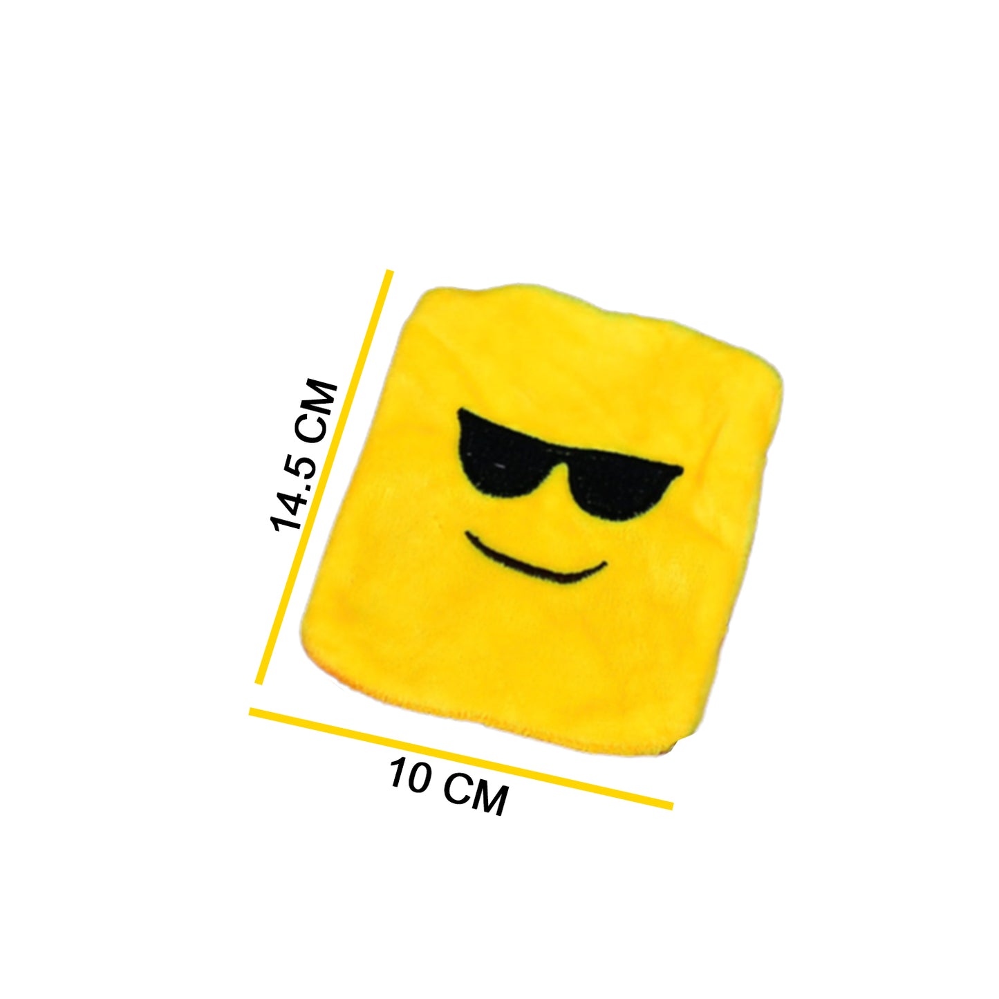 Wukusy small hot water bag with colorful emoji cover for pain relief, neck, shoulder, hand, foot warmth, and menstrual cramps.
