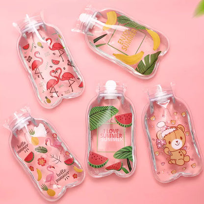 Wukusy transparent small hot water bag with colorful cover for pain relief, neck, shoulder, hand, feet warmer, and menstrual cramps.