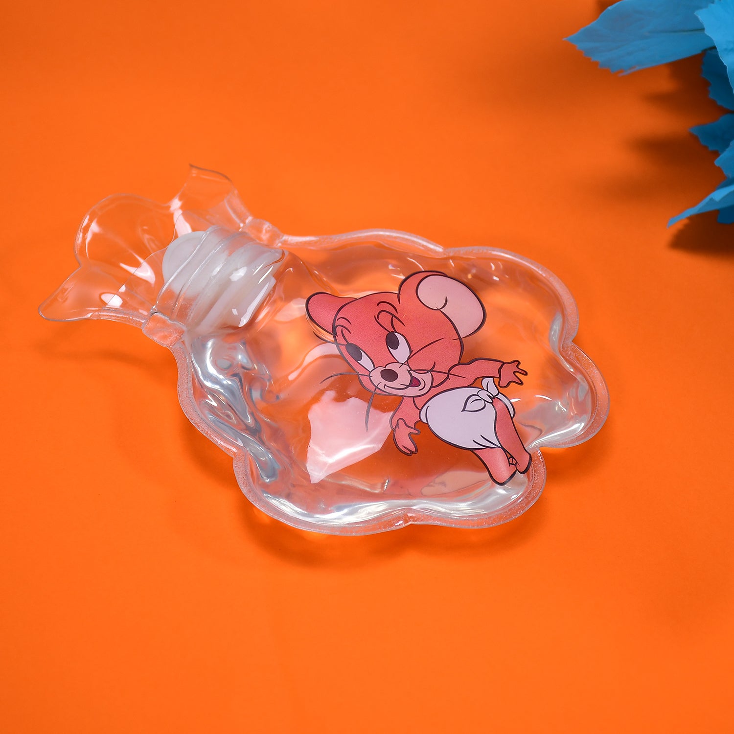 Wukusy small transparent hot water bag with colorful designs, cover for pain relief, neck, shoulder, hand, foot warmth, menstrual cramps.
