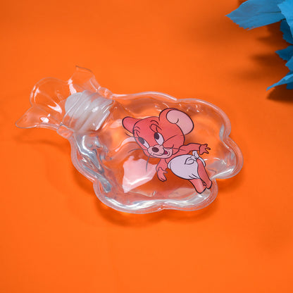 Wukusy small transparent hot water bag with colorful designs, cover for pain relief, neck, shoulder, hand, foot warmth, menstrual cramps.