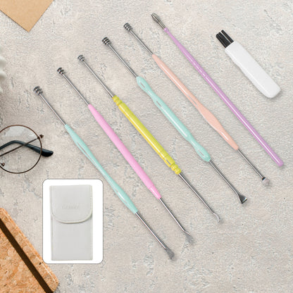 Wukusy 7-piece earwax removal kit with ear cleansing tools, including ear picks and scoops for safe ear hygiene.