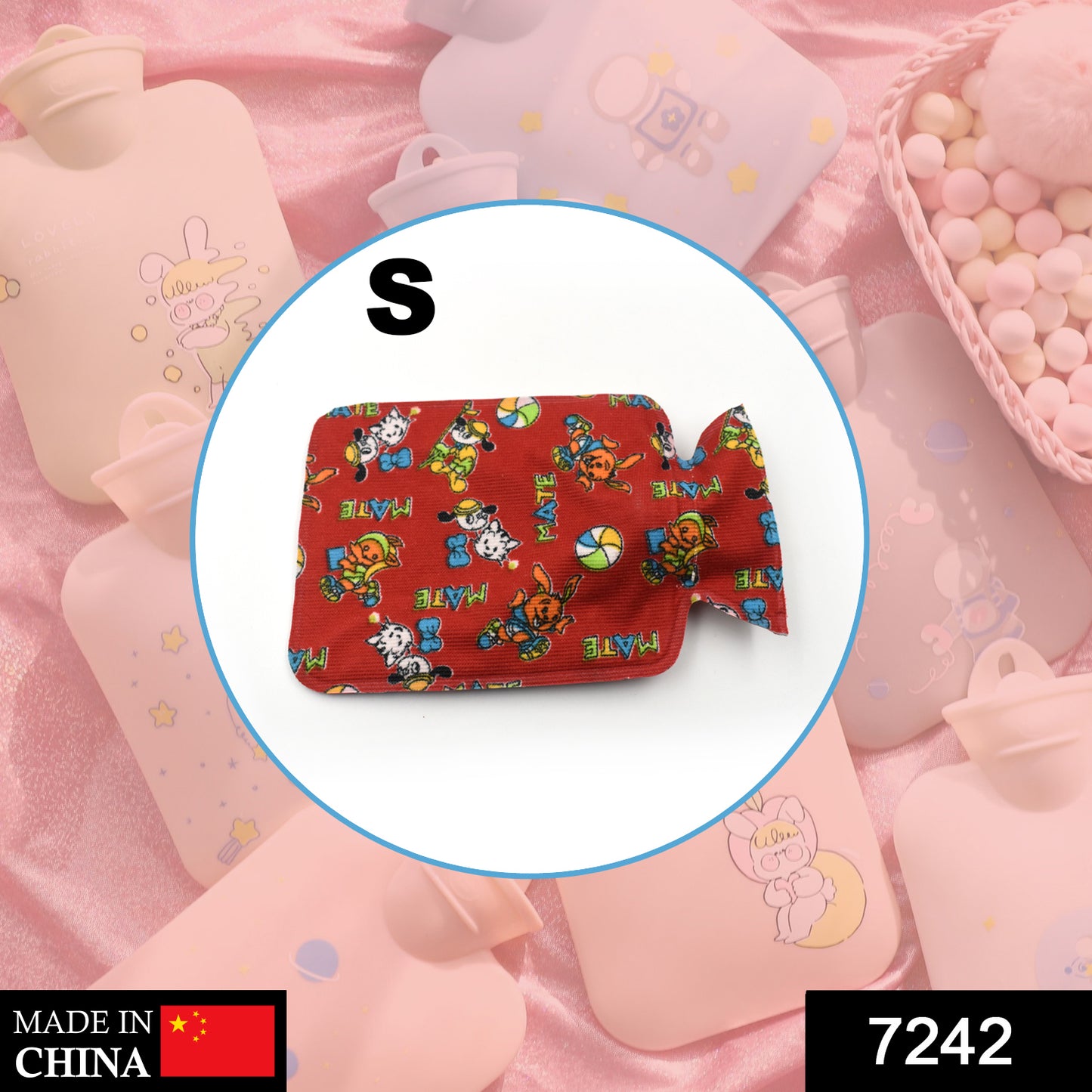 Small Wukusy rubber hot water heating pad for pain relief, designed for personal care and heat therapy.