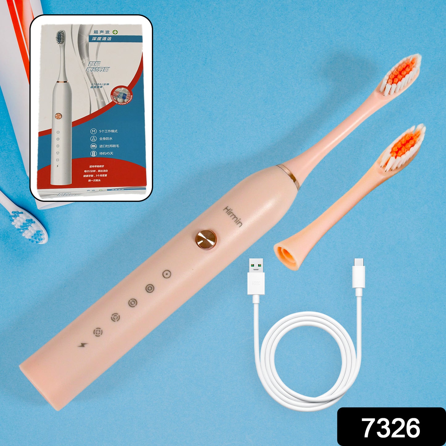 Wukusy electric toothbrush for adults and teens with deep cleansing bristles and extra brush heads in a sleek design.
