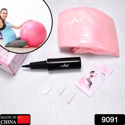 Wukusy 65cm anti-burst exercise ball with inflation pump, non-slip surface, suitable for yoga, Pilates, and core training at home or gym.