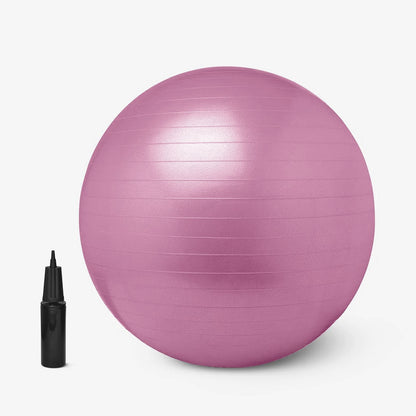 Wukusy 65cm anti-burst exercise ball with inflation pump, non-slip surface, suitable for yoga, Pilates, and core training at home or gym.
