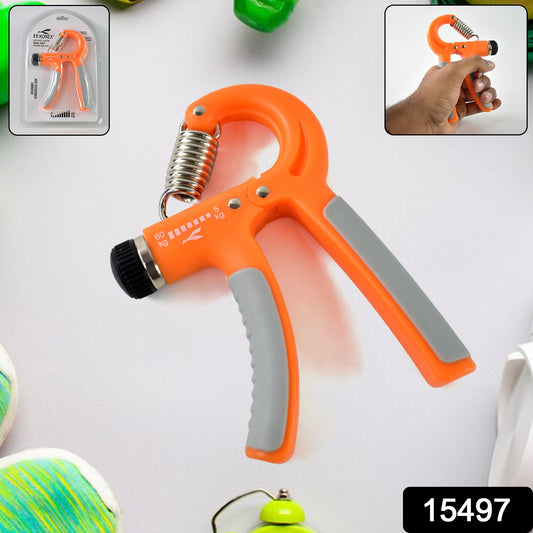 Wukusy adjustable hand grip strengthener with 5kg to 60kg resistance, used for hand and forearm muscle training.