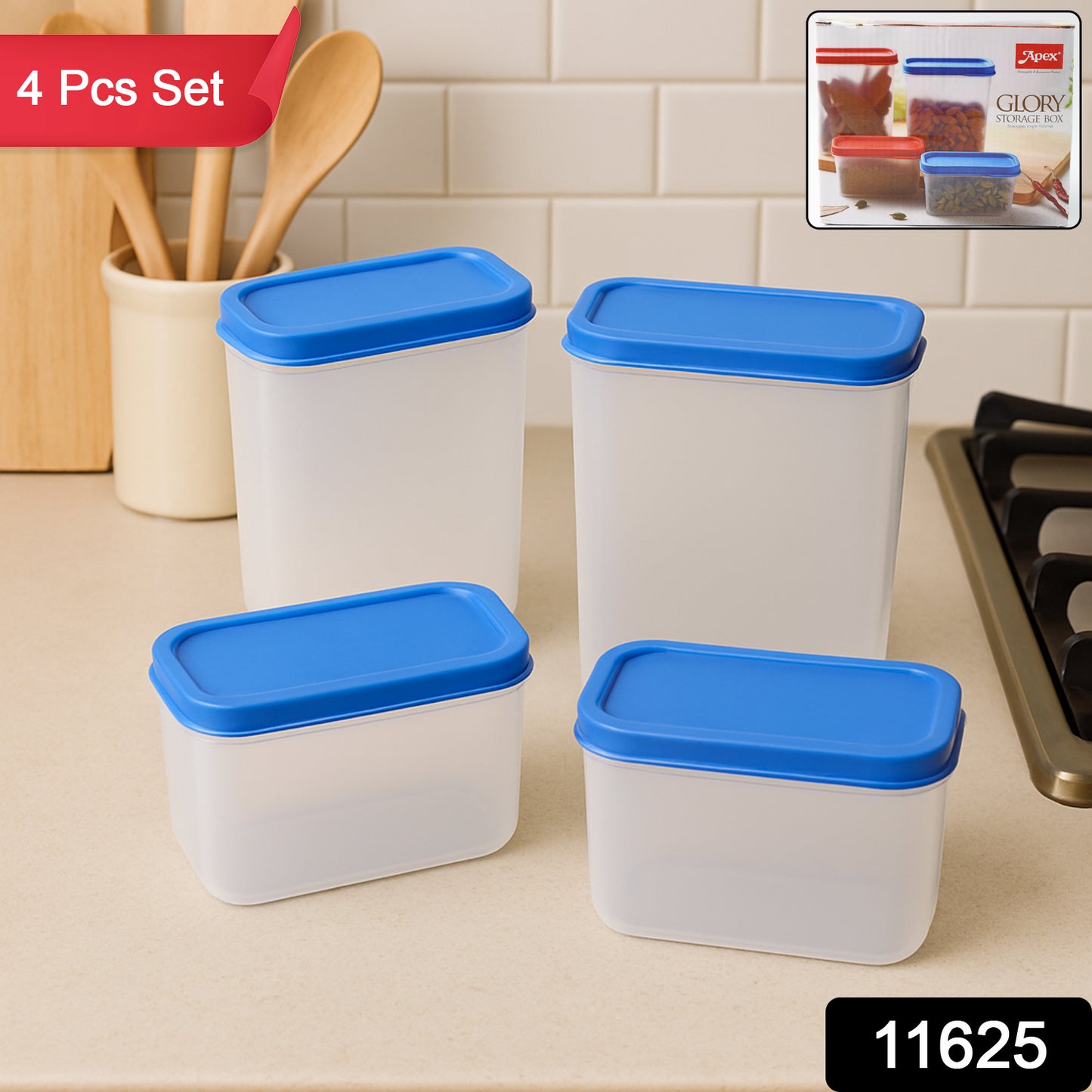 Wukusy Apex Glory 4-piece plastic storage container set for health care, with clear lids and stackable design.