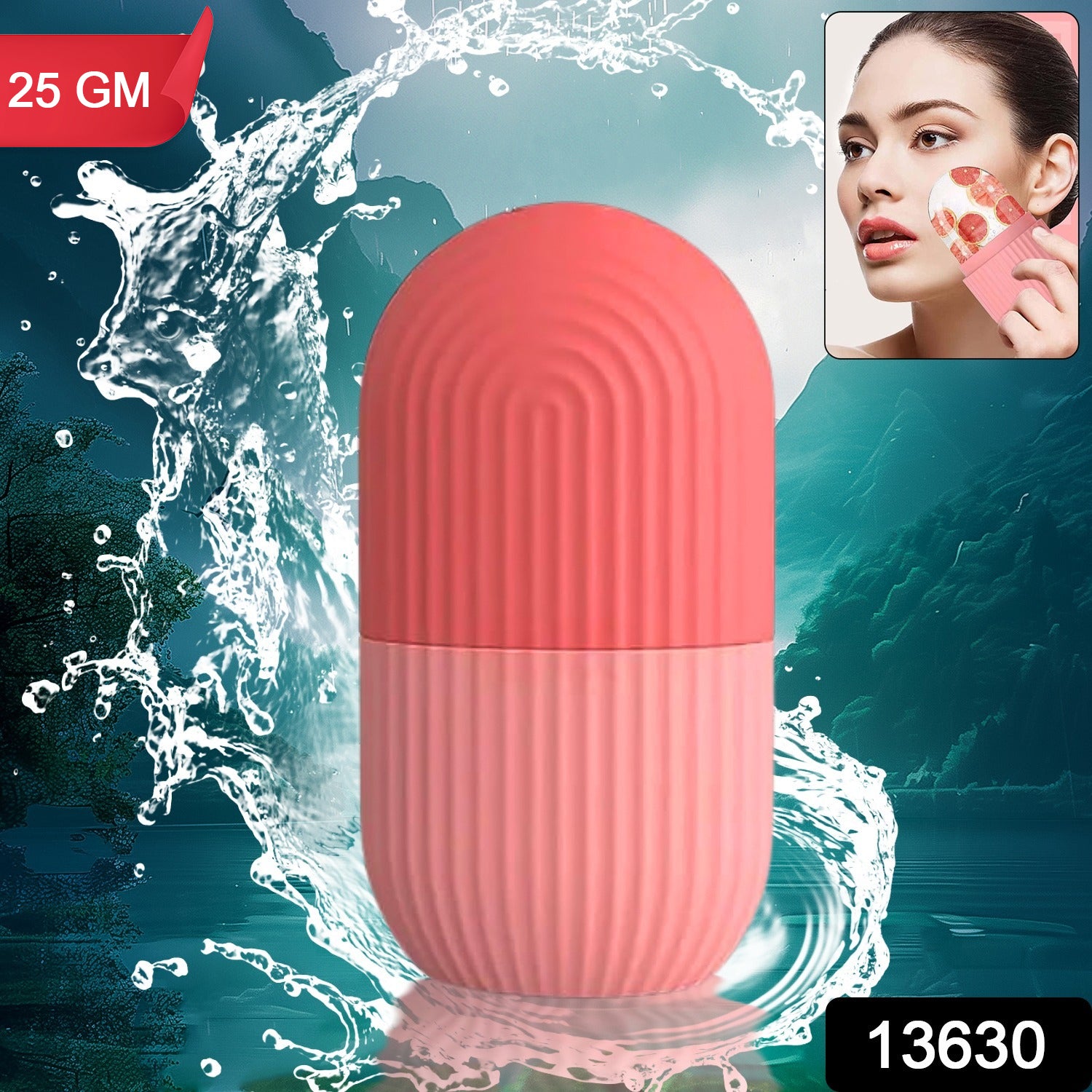 Wukusy Beauty Face Massage Ice Roller for skin cooling and tightening, shown with the ice roller on a skincare setup.