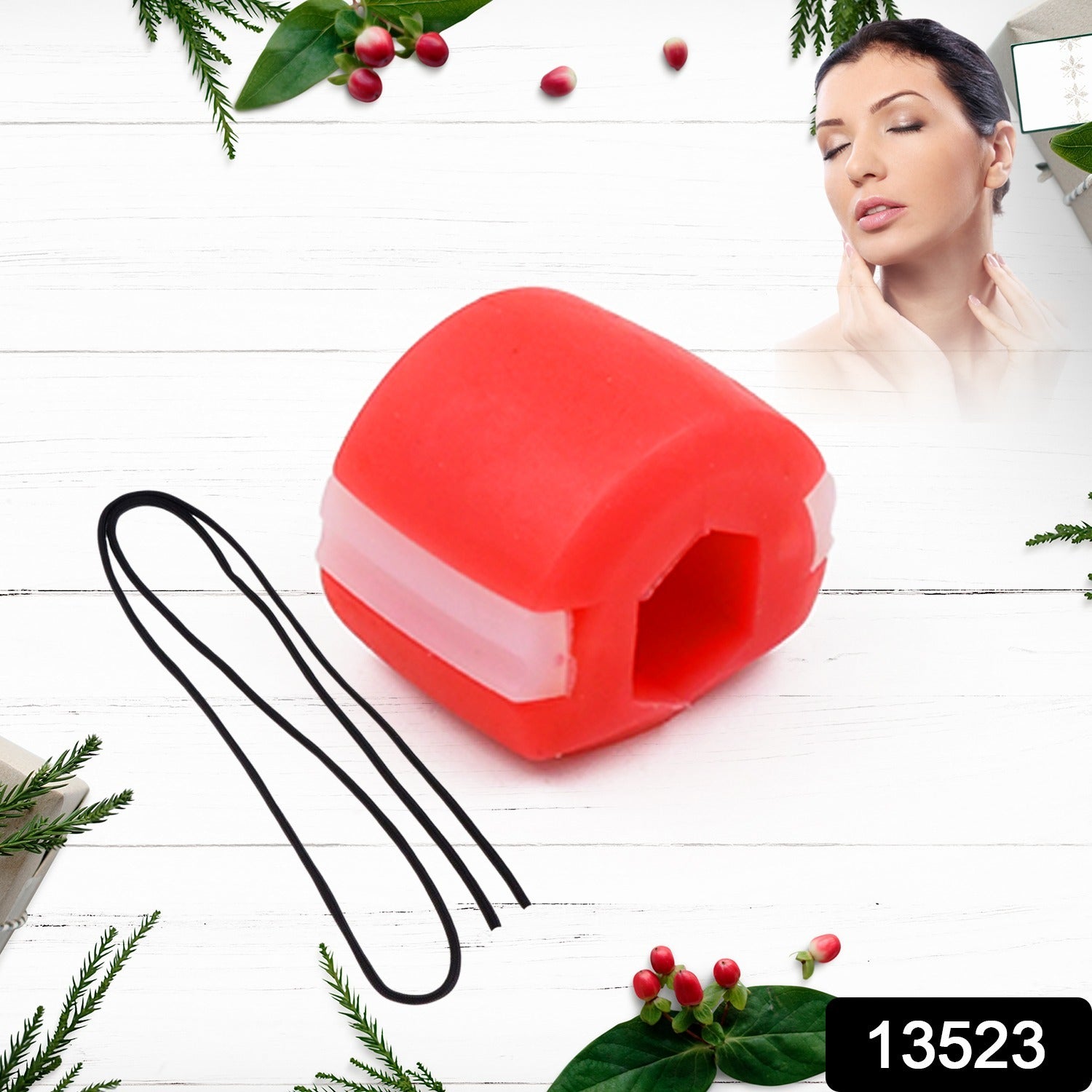 Wukusy health care red mouth exerciser for shaping a sharp, chiseled jaw and improving facial muscle tone.