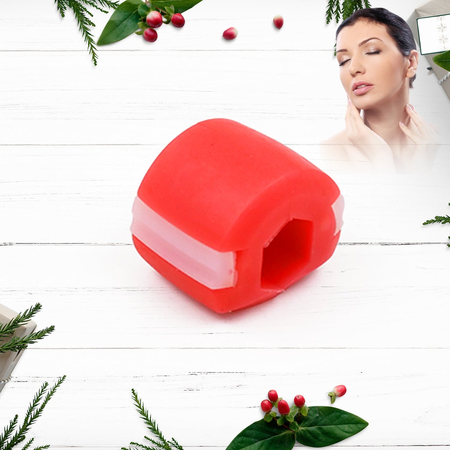 Wukusy red mouth exerciser for health care, designed to help achieve a sharp, chiseled mouth shape easily and quickly.