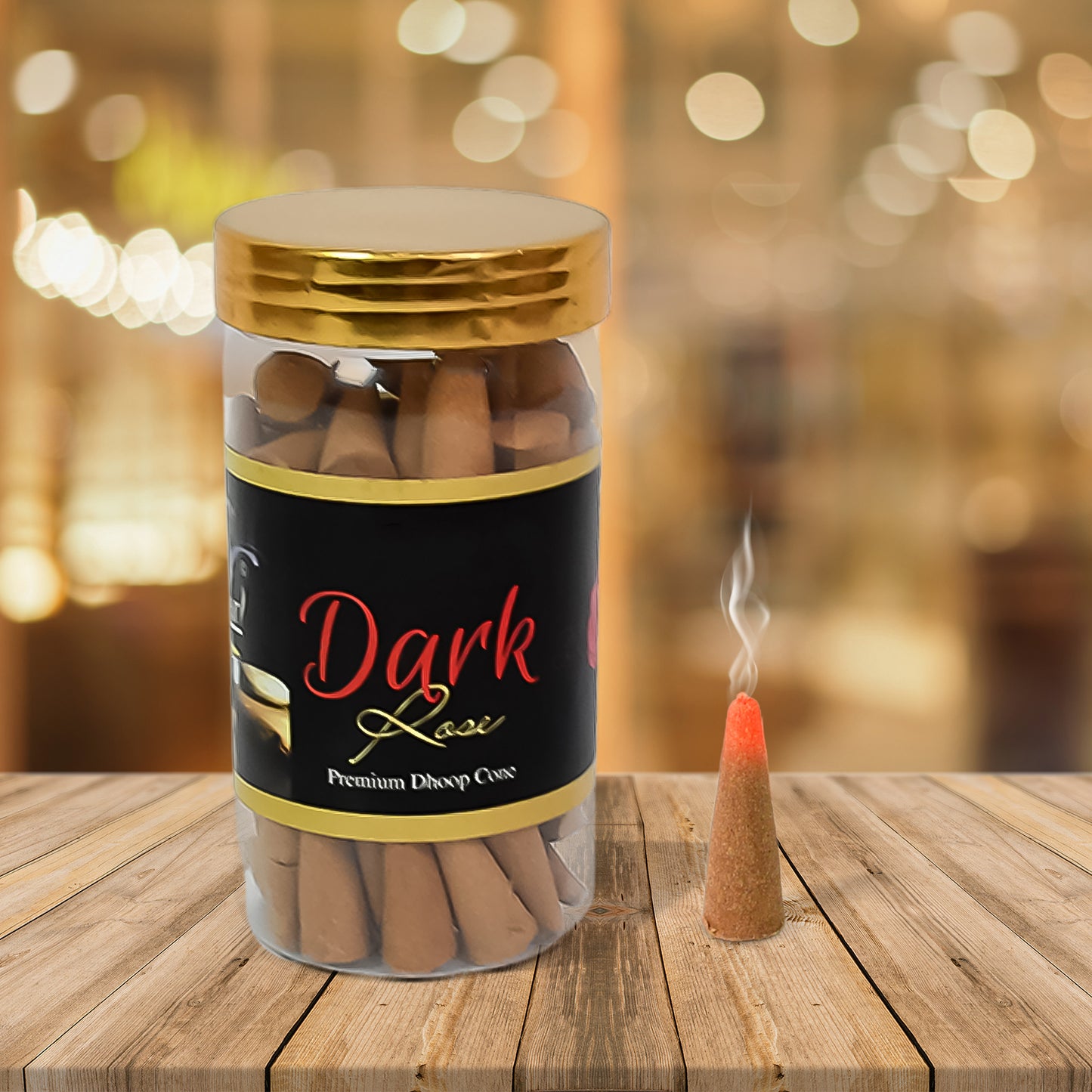 Dark Rose Dhoop Cones by Wukusy, 120g, premium incense cones for health care and aromatic ambiance.