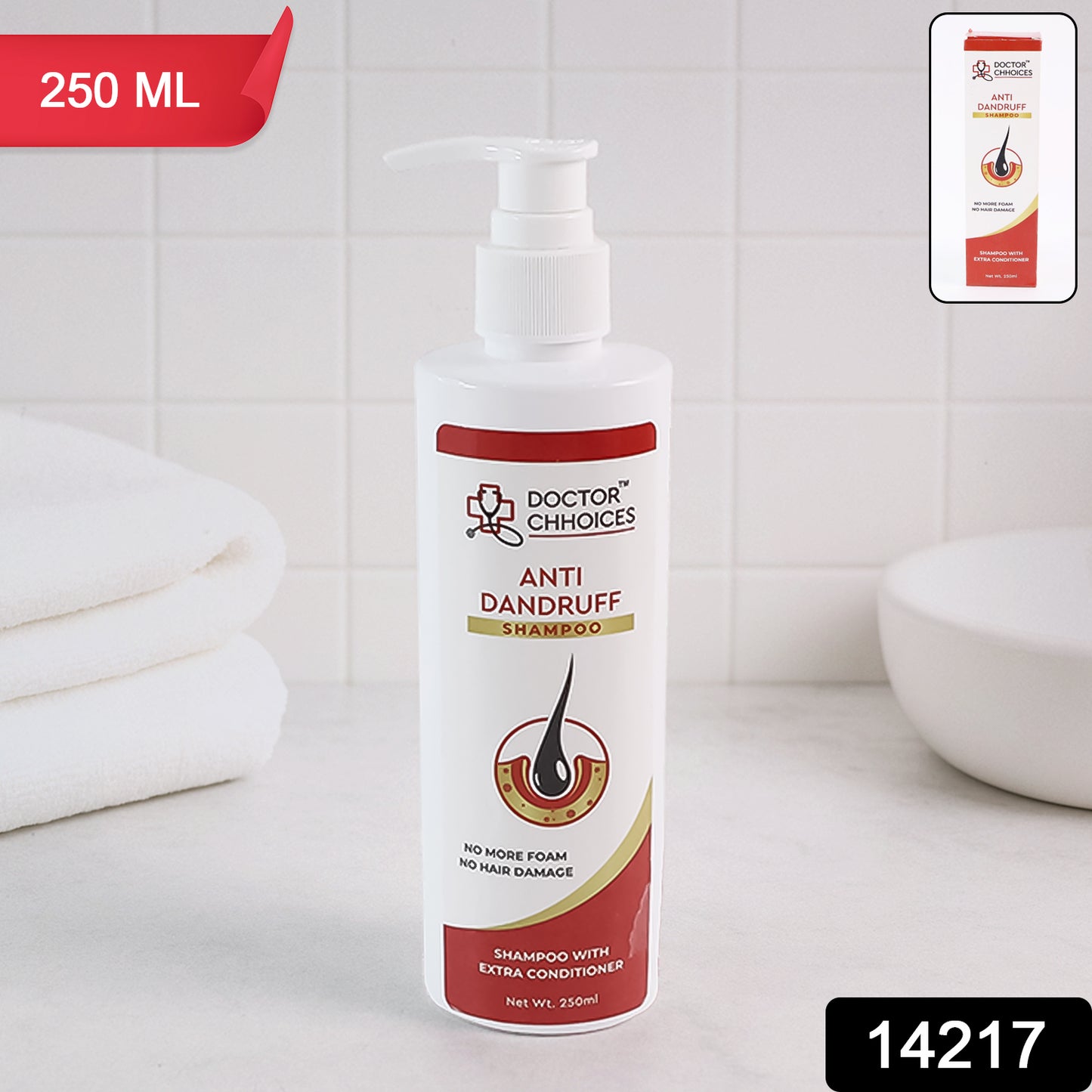 Wukusy Doctor Chhoices Anti-dandruff Shampoo 250ml bottle with label, designed for scalp health and dandruff relief.