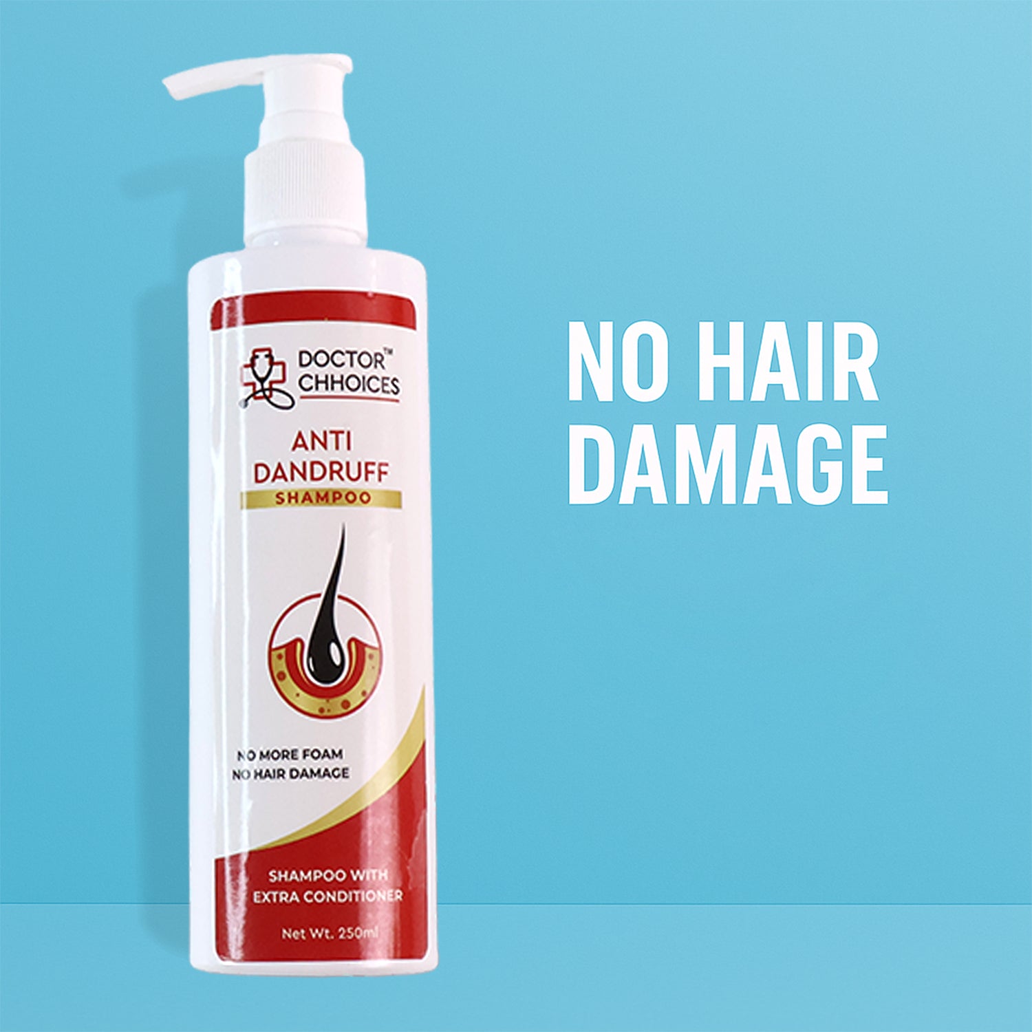 Wukusy Doctor Chhoices Anti-dandruff Shampoo in 250ml bottle, health care product for scalp dandruff relief.