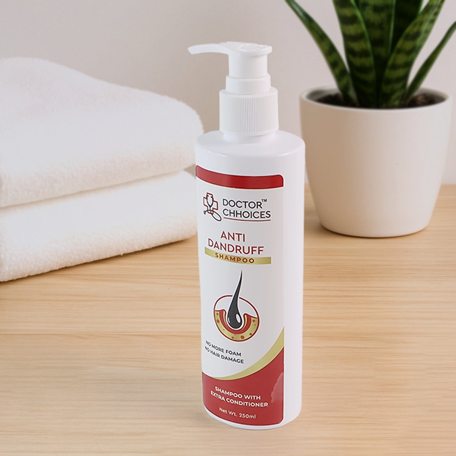 Wukusy Doctor Chhoices Anti-dandruff Shampoo 250ml bottle with label, designed for scalp health and dandruff relief.