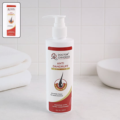 Wukusy Doctor Chhoices Anti-dandruff Shampoo 250ml bottle, showing the label and product packaging for scalp care and dandruff relief.