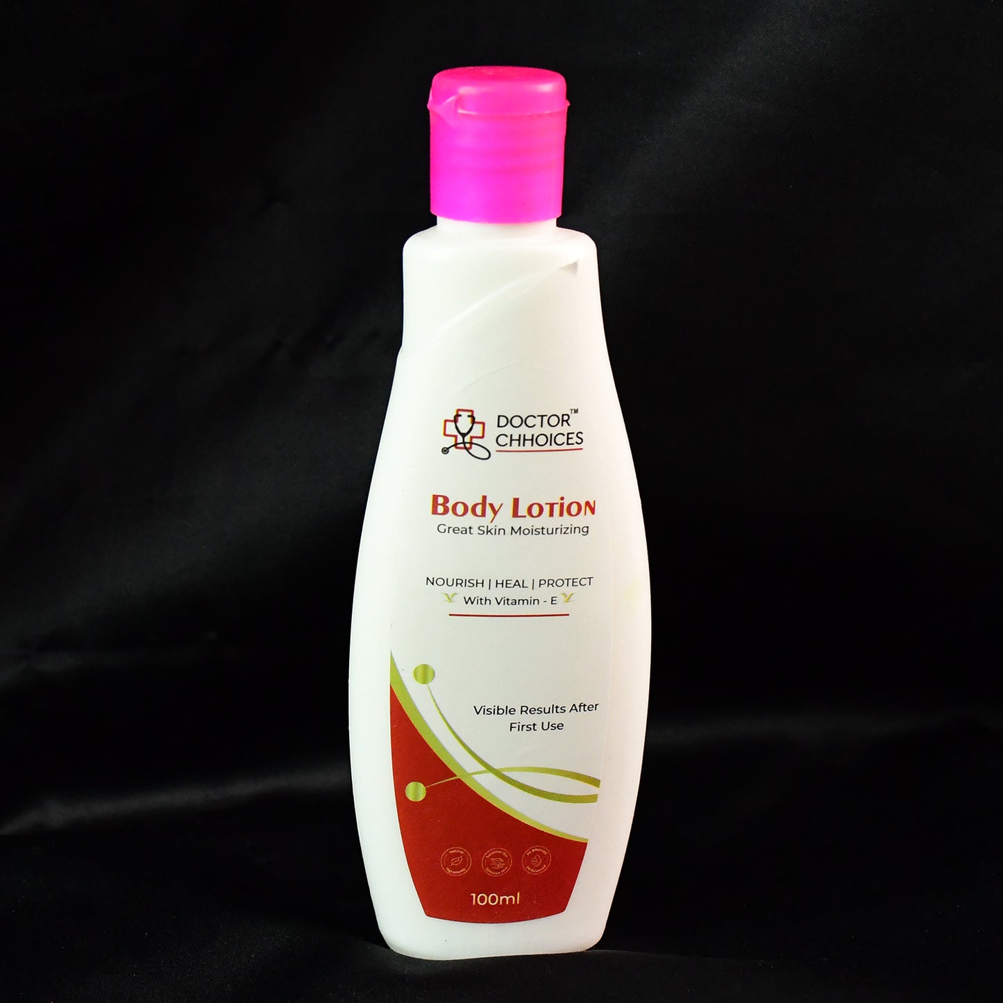 Wukusy Doctor Choices 100ml Vitamin E enriched body lotion bottle, moisturizing health care product for smooth skin.