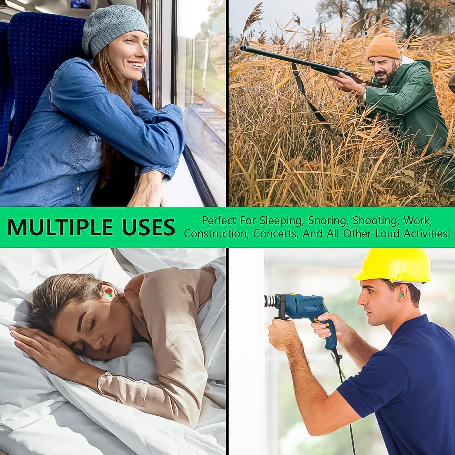 Wukusy foam earplugs for noise reduction, one pair, health care product designed to block loud sounds comfortably