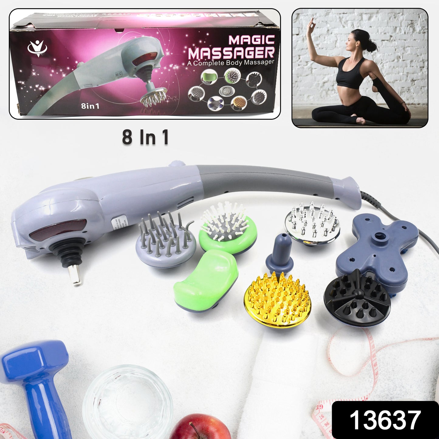 Wukusy electric 8-in-1 full body massager, health care device with multiple massage heads for full-body relaxation.