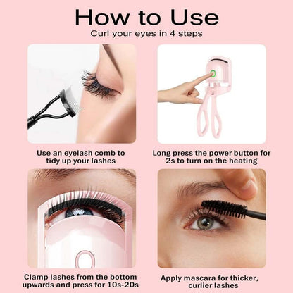 Wukusy electric heated eyelash curlers for health care, showing the compact device with a heated curling wand.