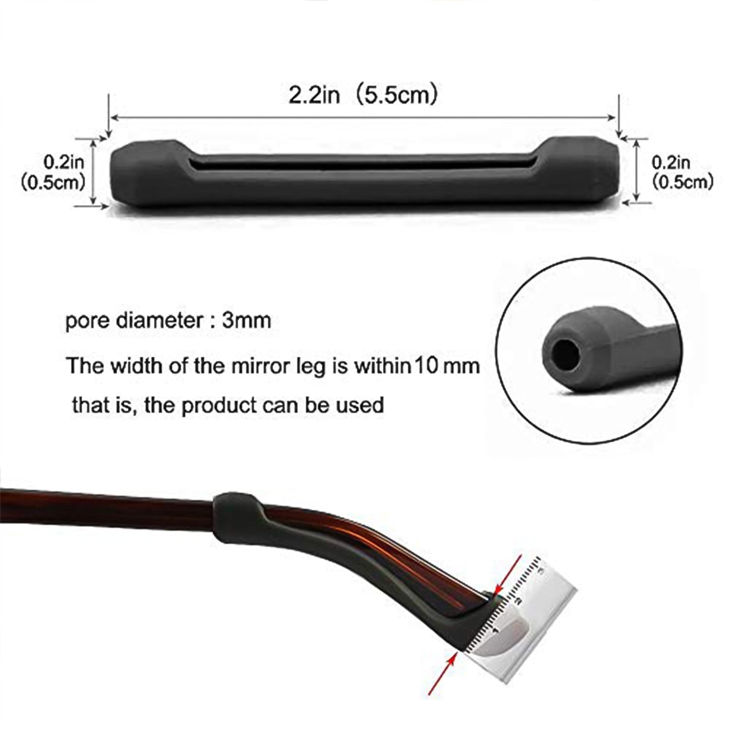 Wukusy soft silicone eyeglass anti-slip ear grips, one pair of flexible glasses ear hooks for secure fit, color may vary