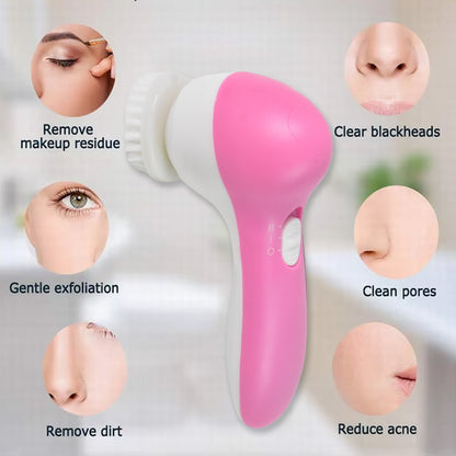 Wukusy facial beauty brush face massager with two AA batteries, compact health care device for skin rejuvenation and cleansing.