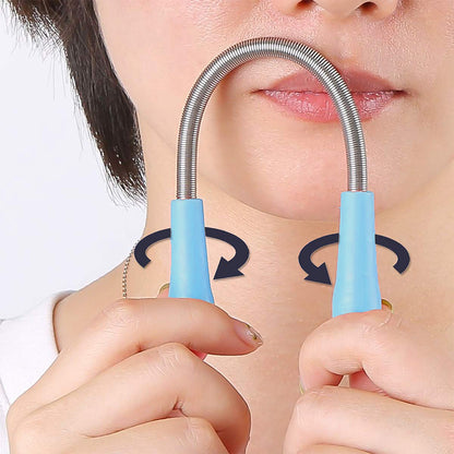 Wukusy facial hair remover set with spring epilator and eyebrow razors, compact health care hair removal tools in a single package.