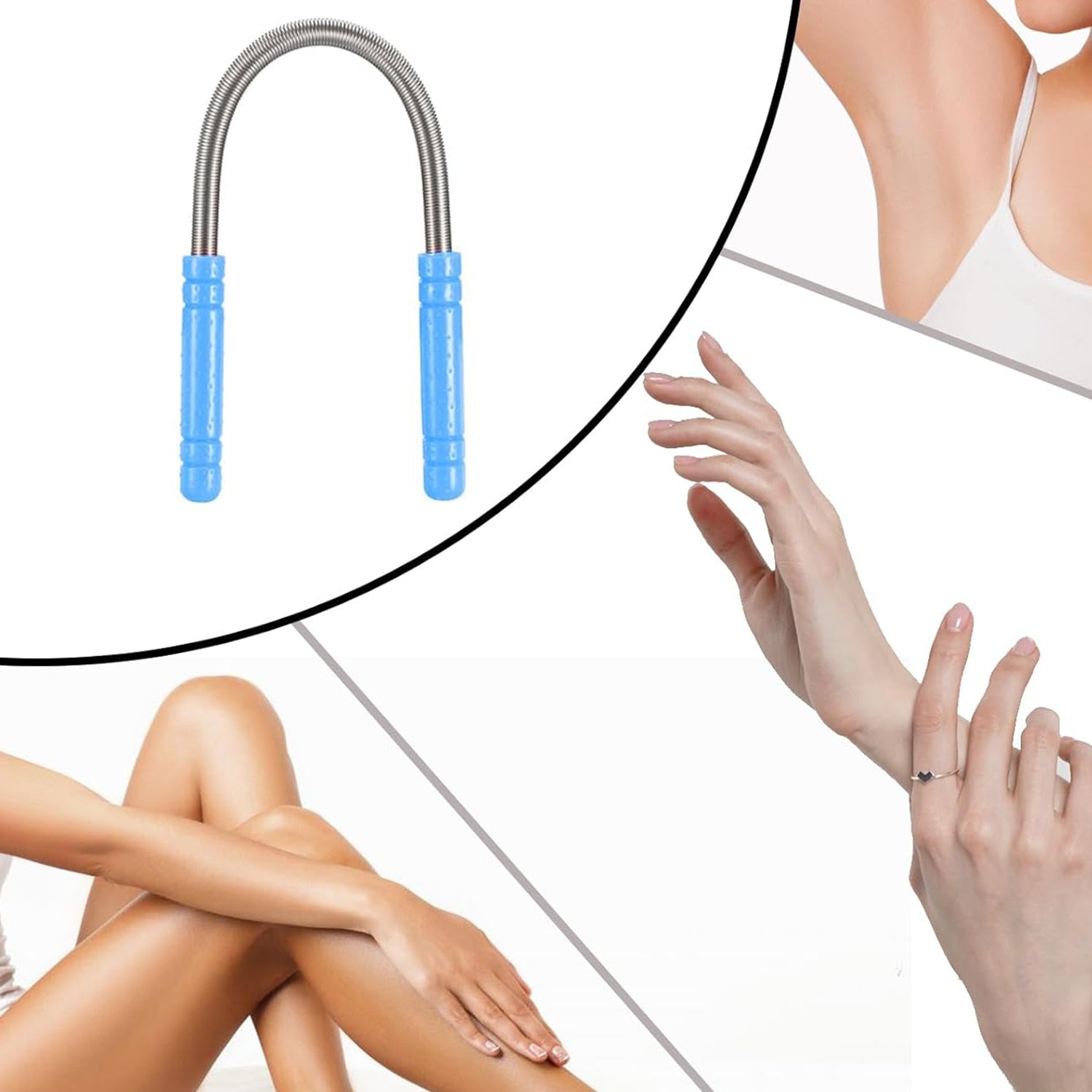 Wukusy facial hair remover set with spring epilator and eyebrow razors for gentle hair removal, shown on white background.