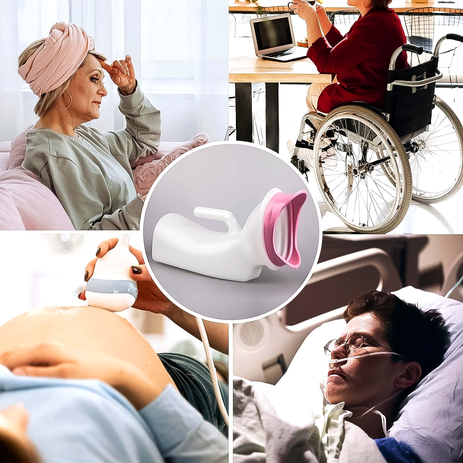 Wukusy female potty urinal urine collection can bedpan, 1000ml, health care device for women, portable and easy to use