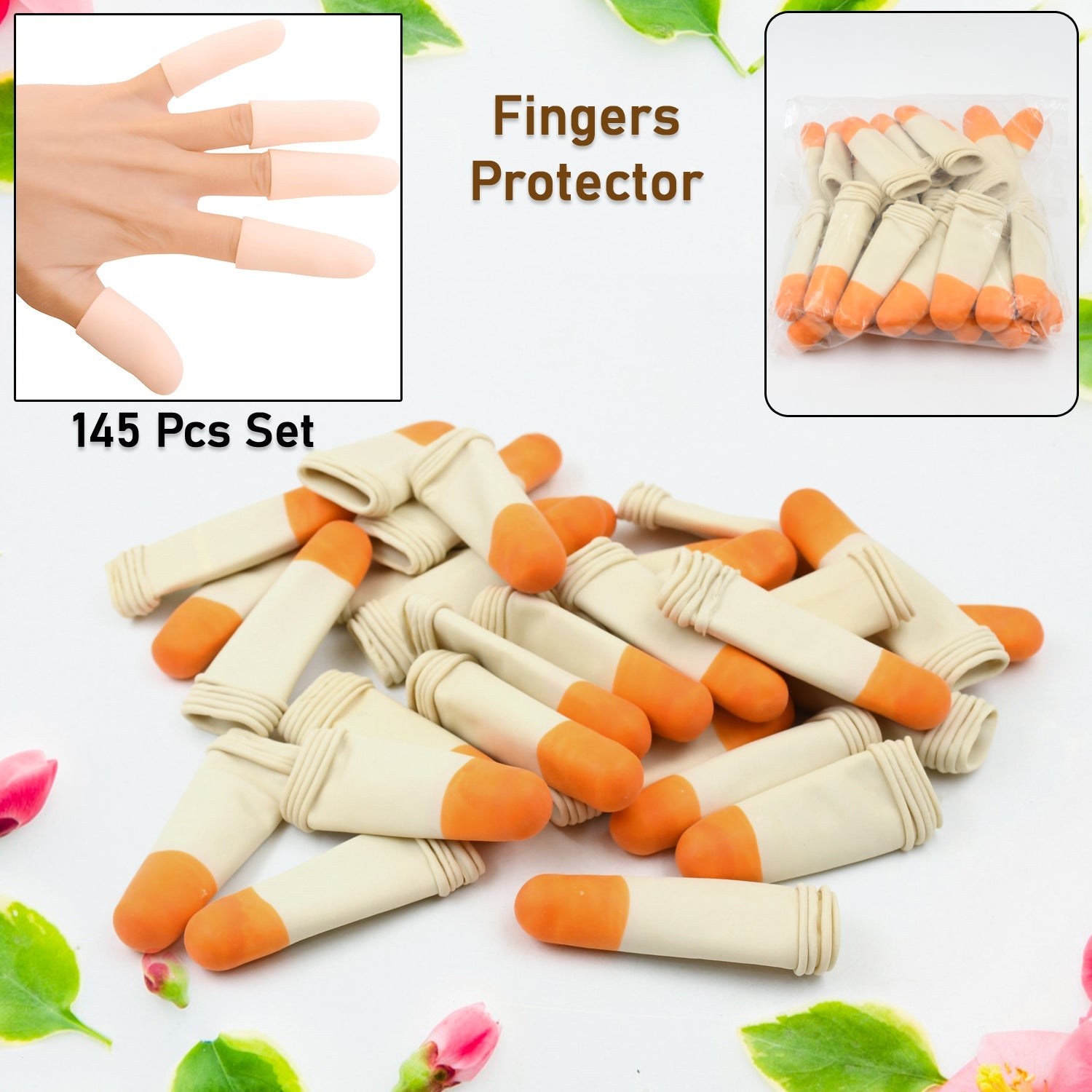 Wukusy silicone finger protectors and sleeves, health care finger cots set with 145 pieces, flexible and protective for finger care.