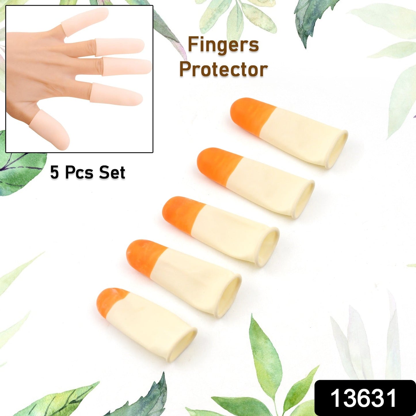 Wukusy silicone finger caps and protectors, health care finger cots, set of 5, flexible and protective finger sleeves for skin care.