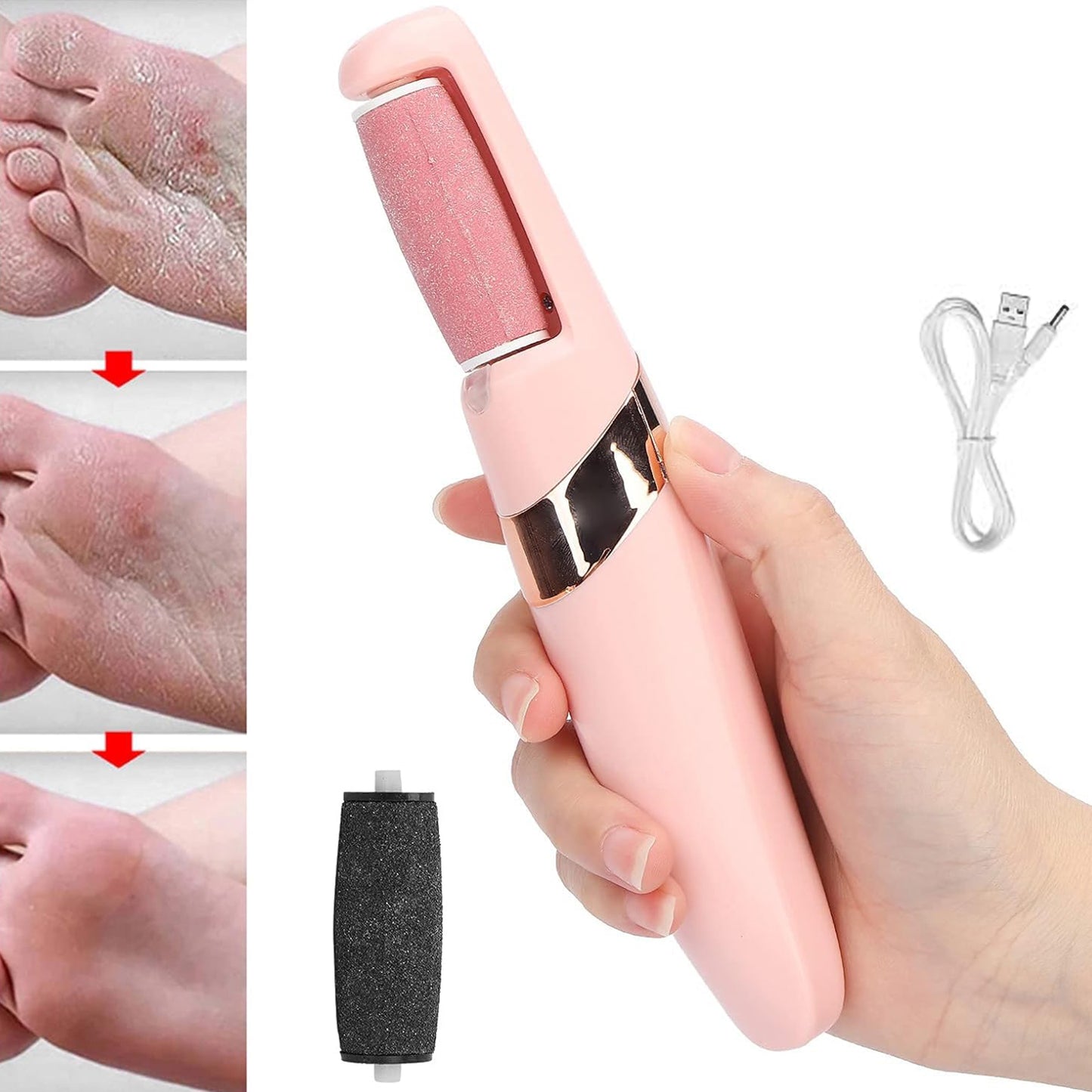 Wukusy Flewless Pedi electronic pedicure tool set for smooth, healthy feet, featuring a sleek handheld health care device.