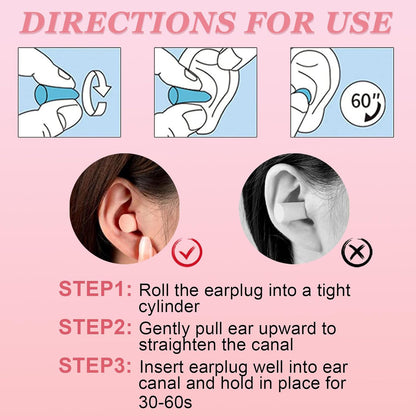 Wukusy foam ear plugs with a portable storage box, five pairs for noise reduction and hearing protection.