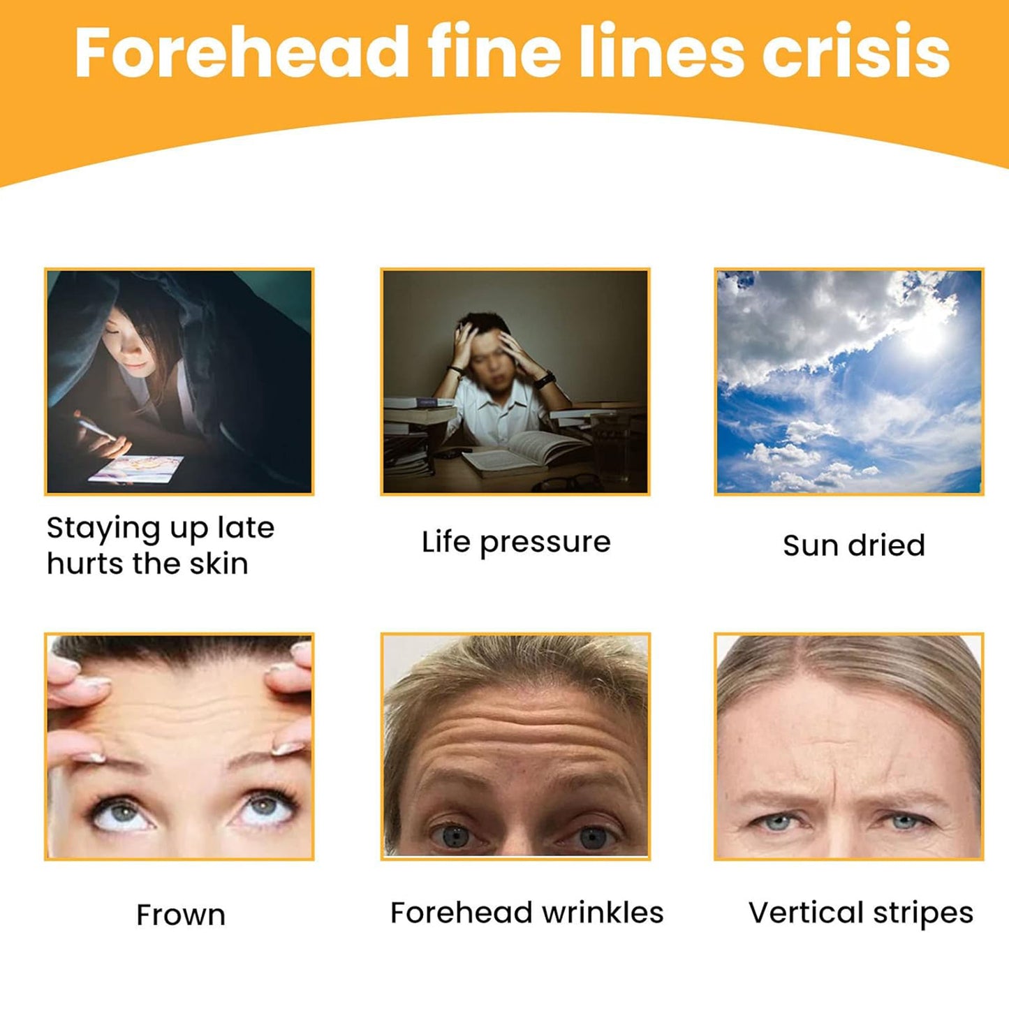 Wukusy forehead wrinkle patches set of 10 for face wrinkle care, adhesive skin treatment for smoothing forehead lines.