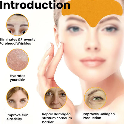 Wukusy forehead wrinkle patches set of 10, facial health care patches designed to reduce forehead wrinkles, shown on a white background.