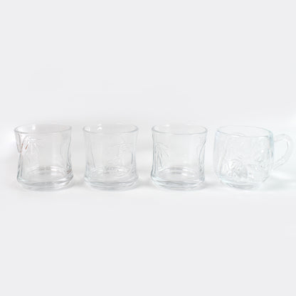 Wukusy health care glass 3-piece tumbler and 1-piece cup set, with a total of 4 pieces, designed for drinking and health purposes
