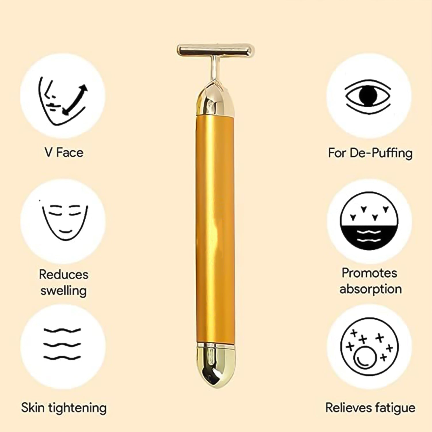 Wukusy Golden Energy Face Massager, a health care device with a sleek gold finish, designed for facial massage and skin rejuvenation.