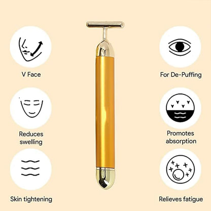 Wukusy Golden Energy Face Massager, a health care device with a sleek gold finish, designed for facial massage and skin rejuvenation.