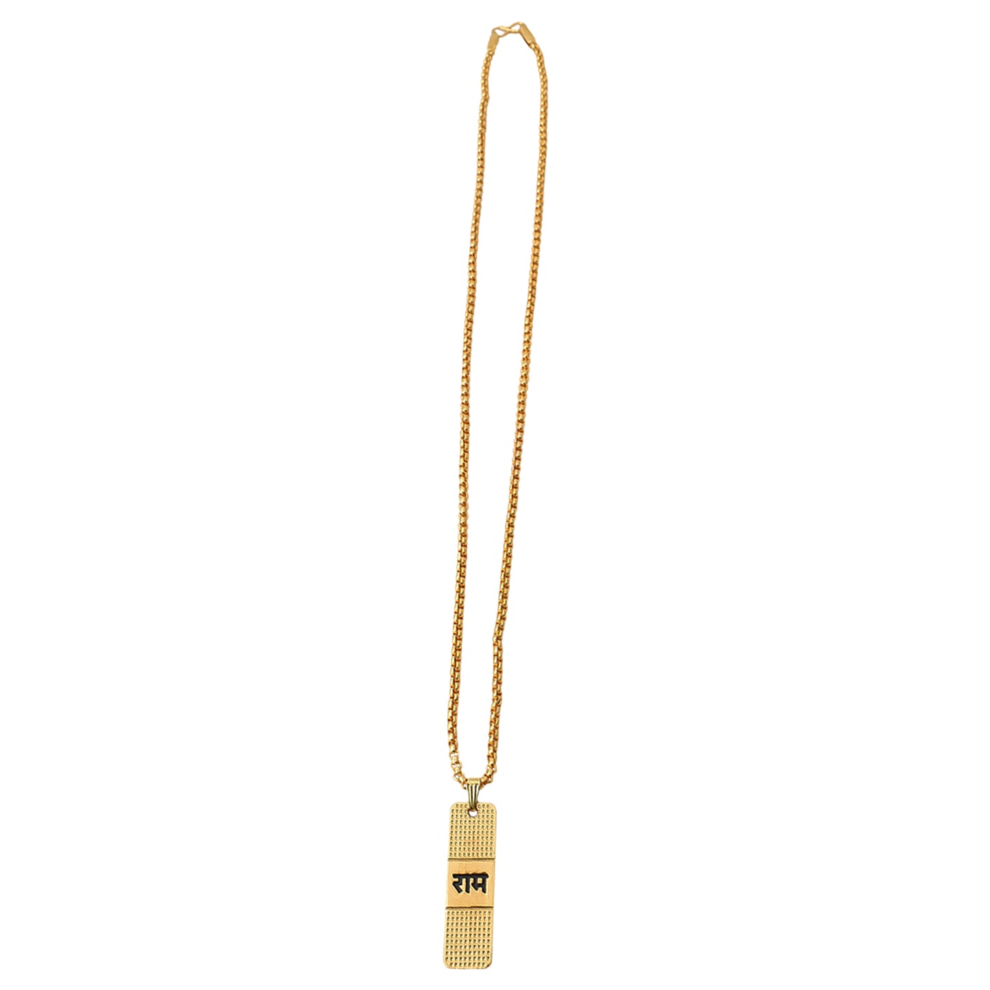 Golden Ram Naam Locket with Chain from Wukusy, a health care jewelry piece featuring a detailed Ram design on a gold-tone pendant.