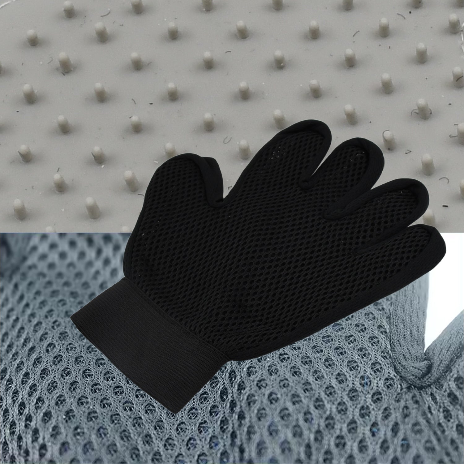 Grey True Touch Gloves, Wukusy health care bathing tool, single pair of soft, flexible gloves for gentle skin cleansing.
