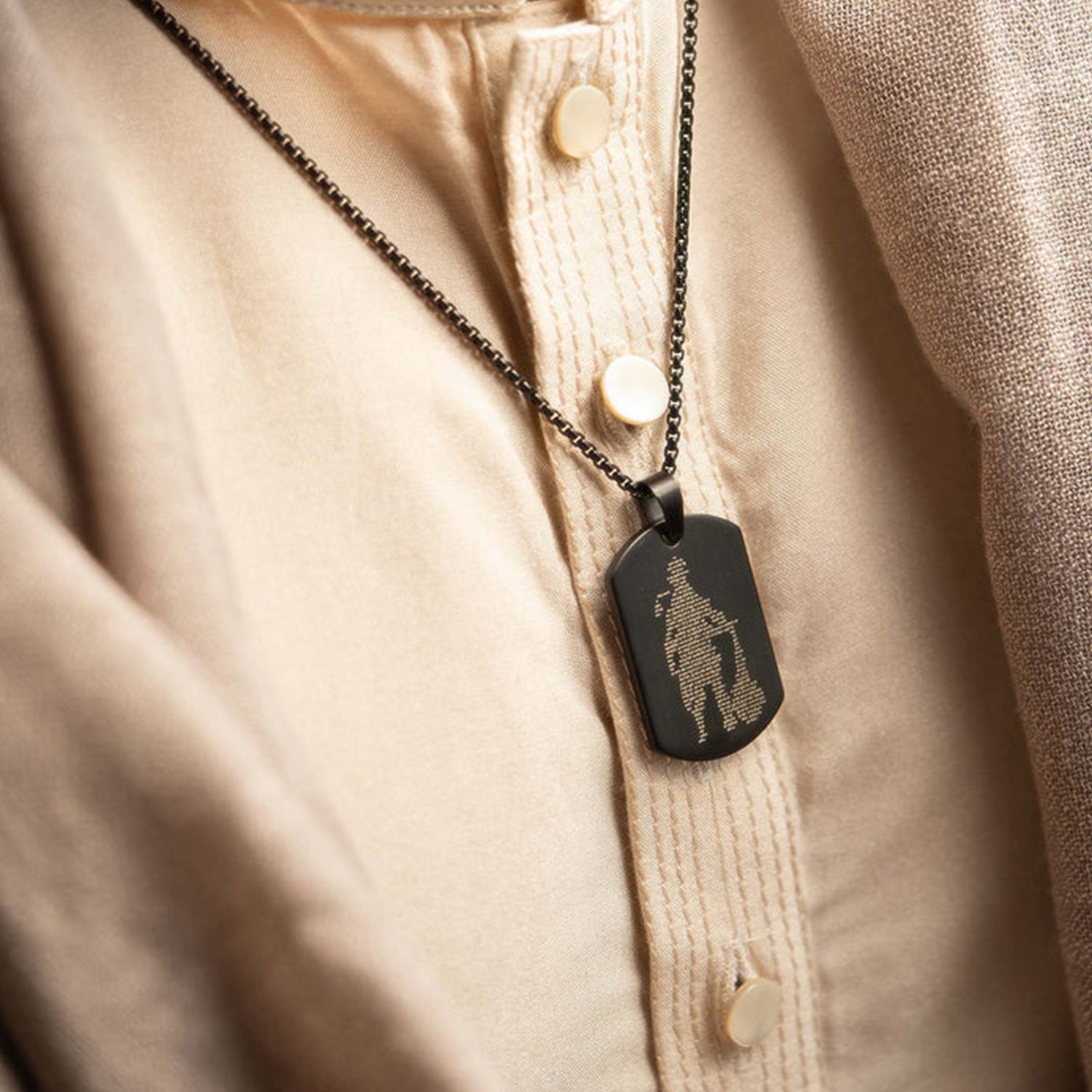 Hanuman Chalisa locket with Gada chain from Wukusy, featuring detailed religious pendant and matching chain, for spiritual wear.
