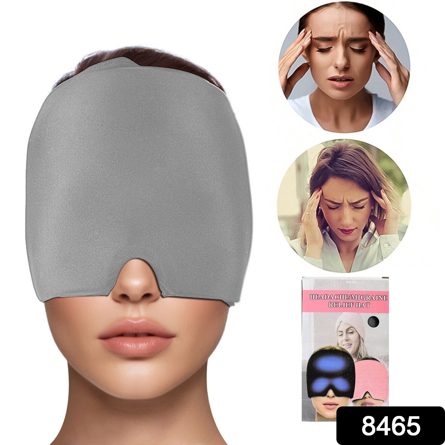Wukusy Grey Headache Relief Hat designed for migraine pain relief, featuring a comfortable, adjustable health care cap for soothing comfort.