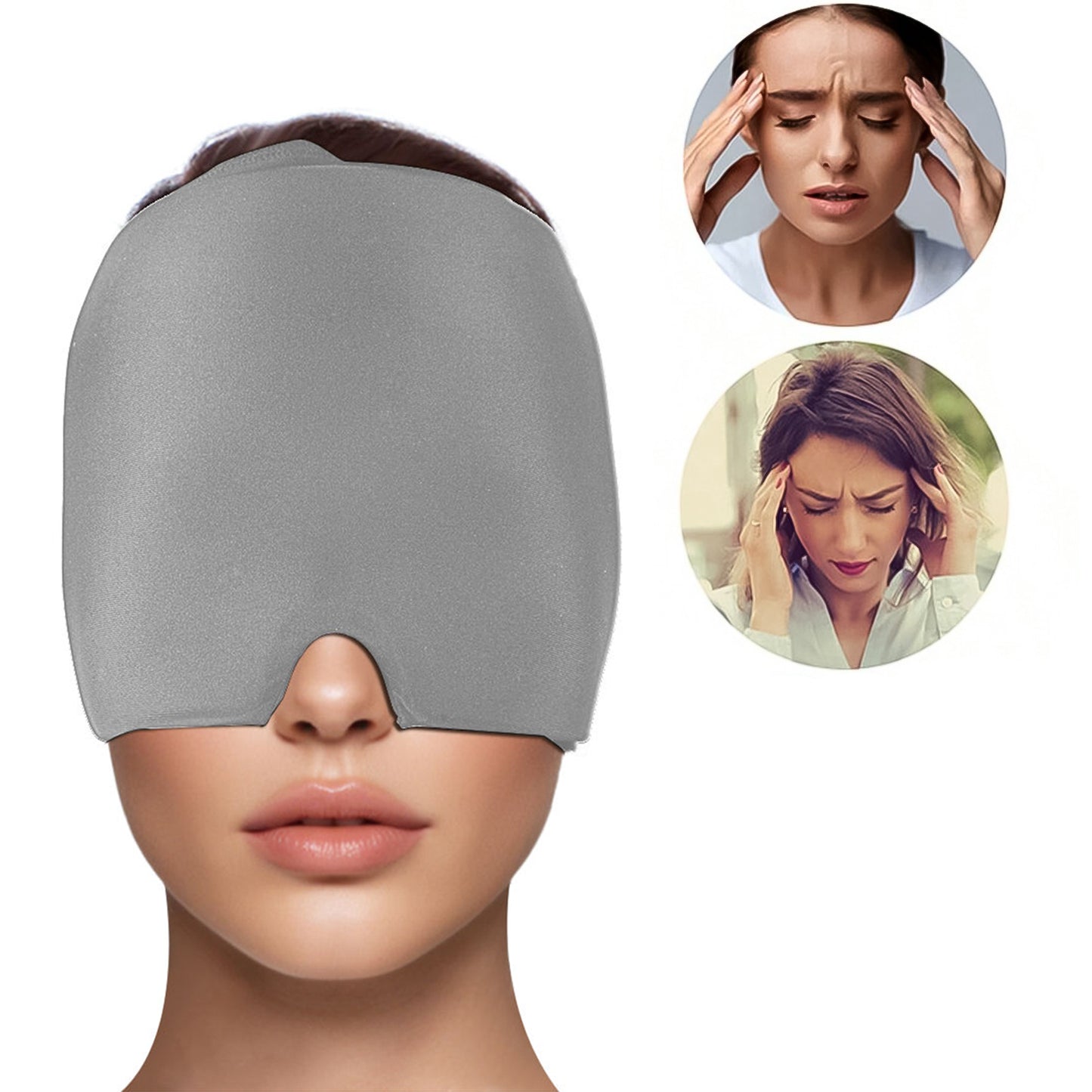 Grey Wukusy Headache Relief Hat, a migraine cap designed for soothing pain relief and comfort during headaches.