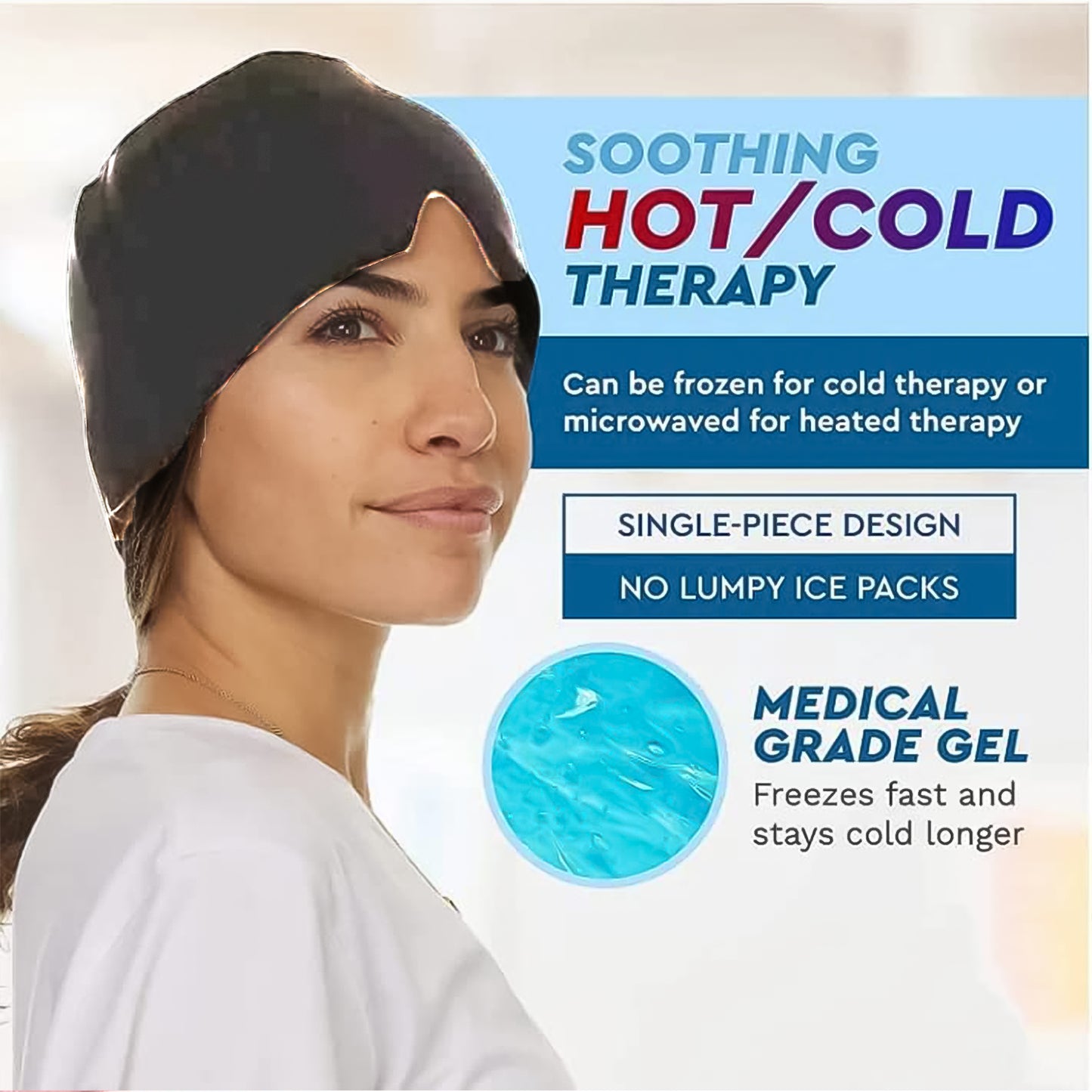 Wukusy grey headache relief hat for migraine relief, health care cap designed to ease headache discomfort.