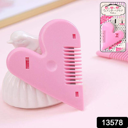 Wukusy heart-shaped plastic hair cutting scissors, health care tool, displayed with card packaging for precise hair trimming.